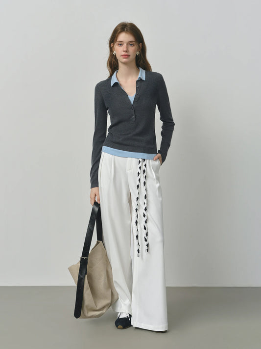 Sweter kolor-block „fake two-piece” – vintage vibe