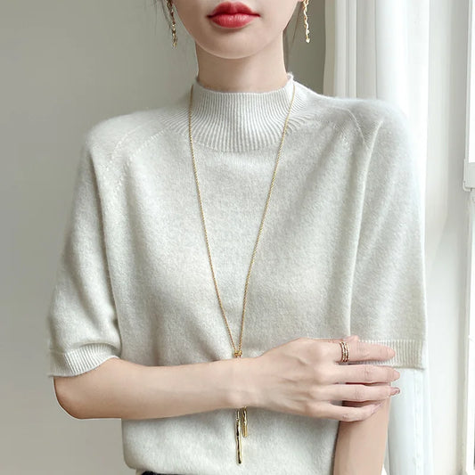 Wełniany top z półgolfem – codzienny komfort