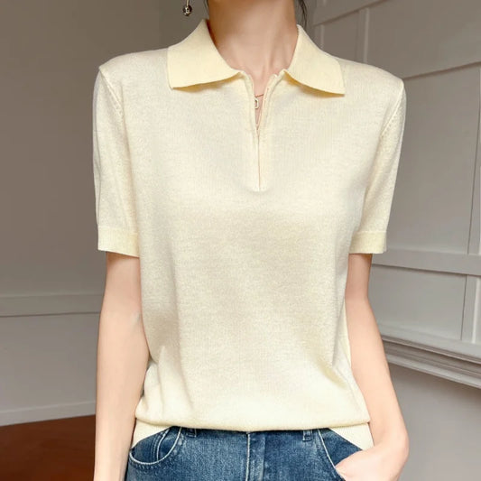 Koszulka polo z wełny i jedwabiu – subtelny luksus