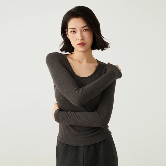 T-shirt basic z długim rękawem