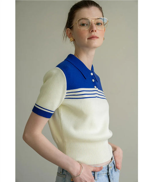 Wełniany t-shirt z krótkim rękawem – casualowa elegancja