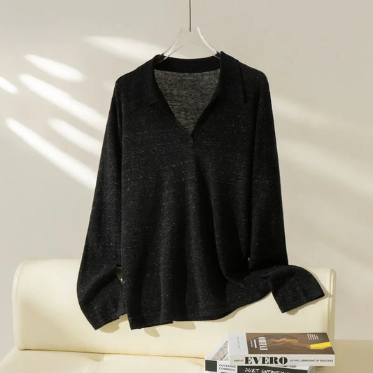 Dzianinowa koszulka polo – wełna & len