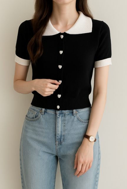 Jedwabny t-shirt z kołnierzykiem – letnia lekkość