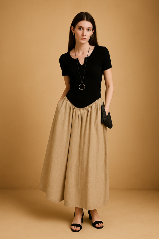 Sukienka z tencelu i wełny – lekka, dopasowana talia