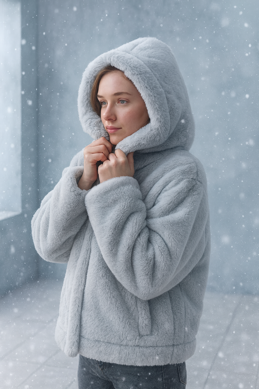 Futrzana kurtka z kapturem – miękka i ciepła w dotyku