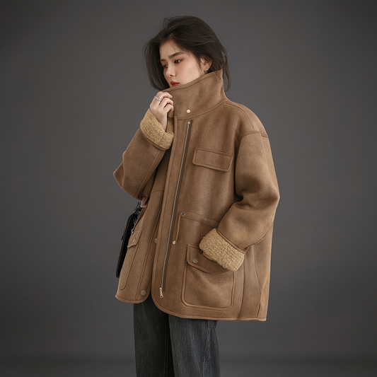 Dwustronna kurtka zamszowa – biker chic