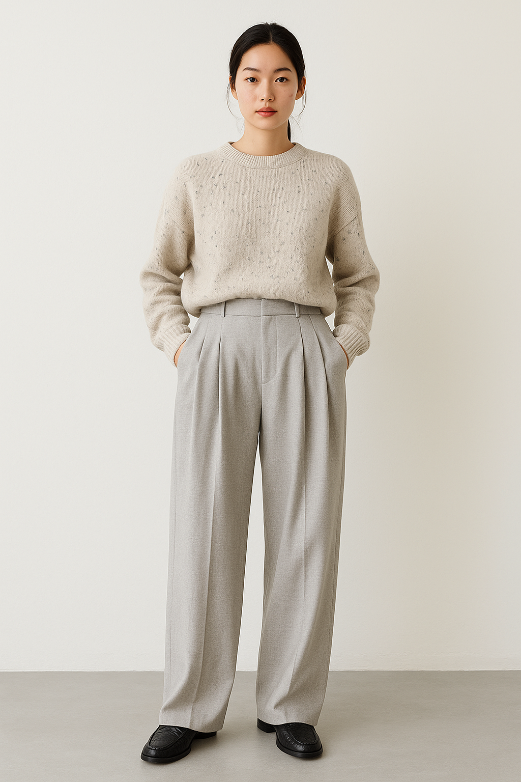 Spodnie garniturowe w paski – biurowa elegancja