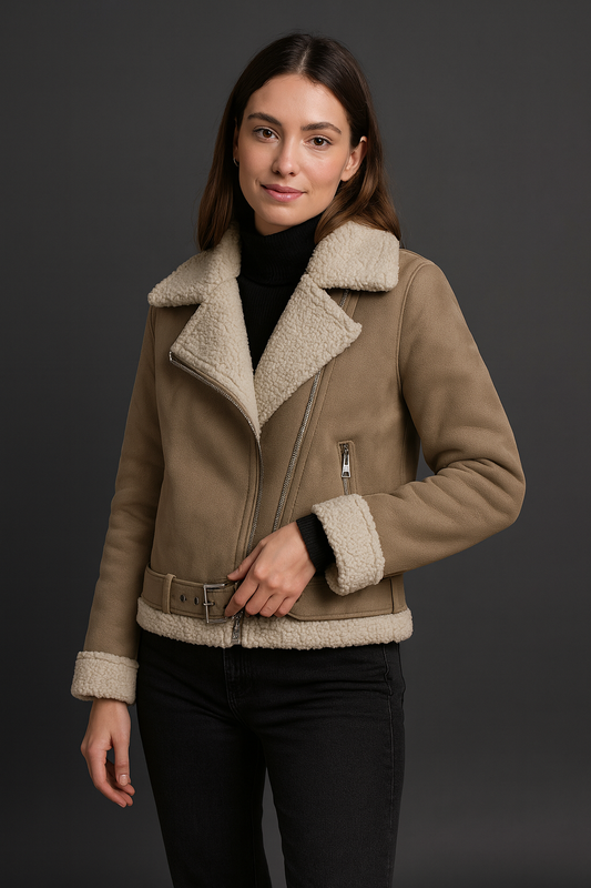 Kurtka biker ze sztucznego futra – ciepły zimowy styl