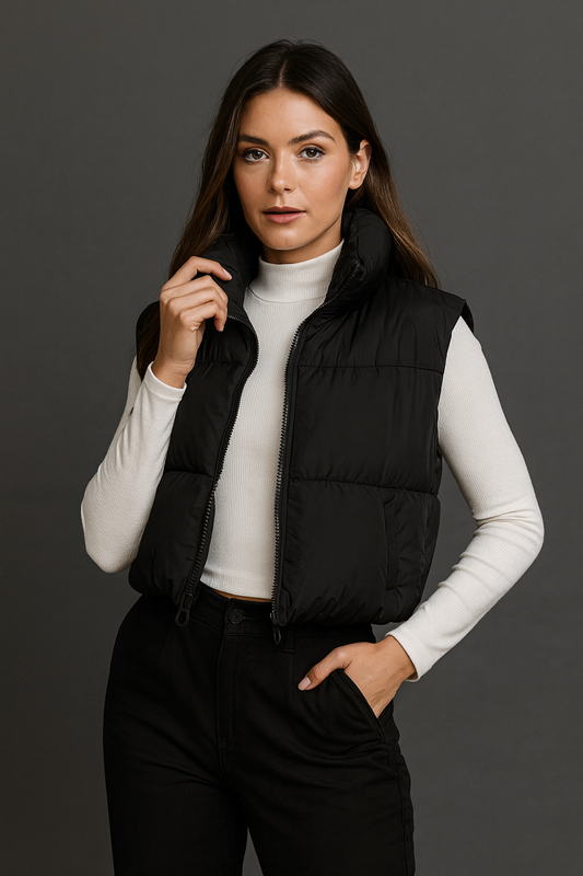 Pikowana kamizelka puchowa – krótka i ciepła