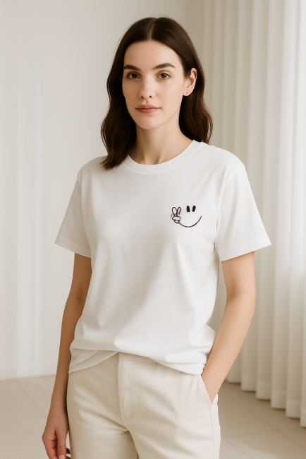 T-shirt Y2K z geometrycznym nadrukiem – cheerful vibe