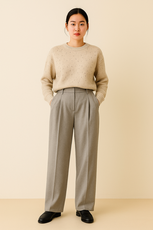 Wełniane spodnie casual – luźny krój na każdy dzień